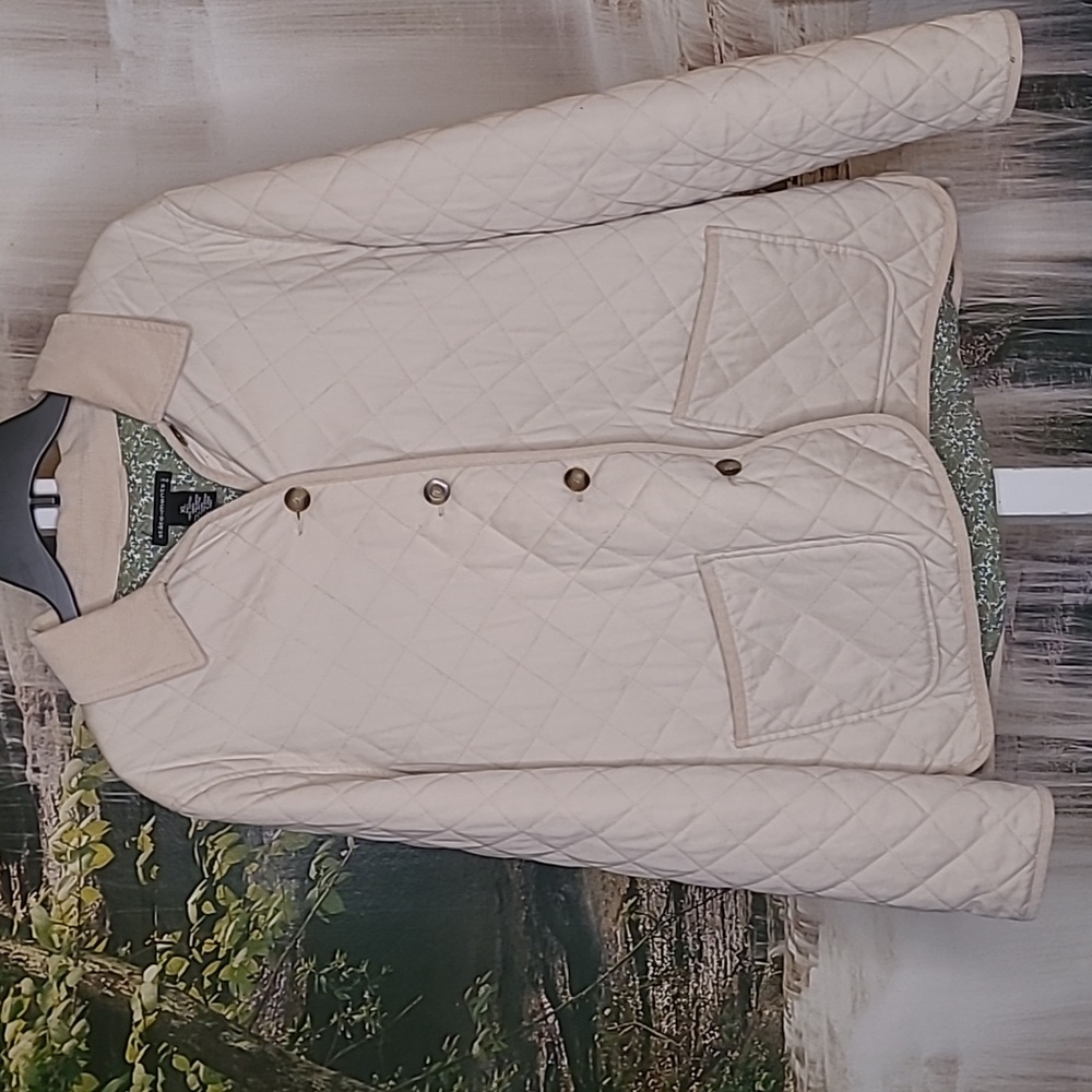 Statements Womens XL quilted comfy winter beige button up jacket coat